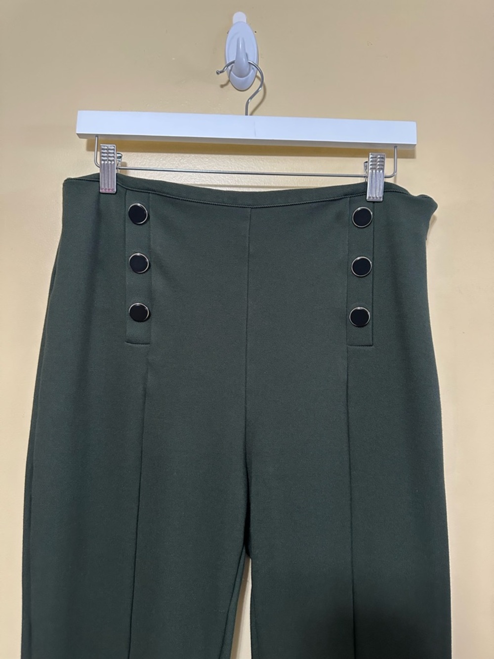 Ann Taylor High Rise Pleated Flare Sailor Pants Women 10 Dark Green - Picture 4 of 7